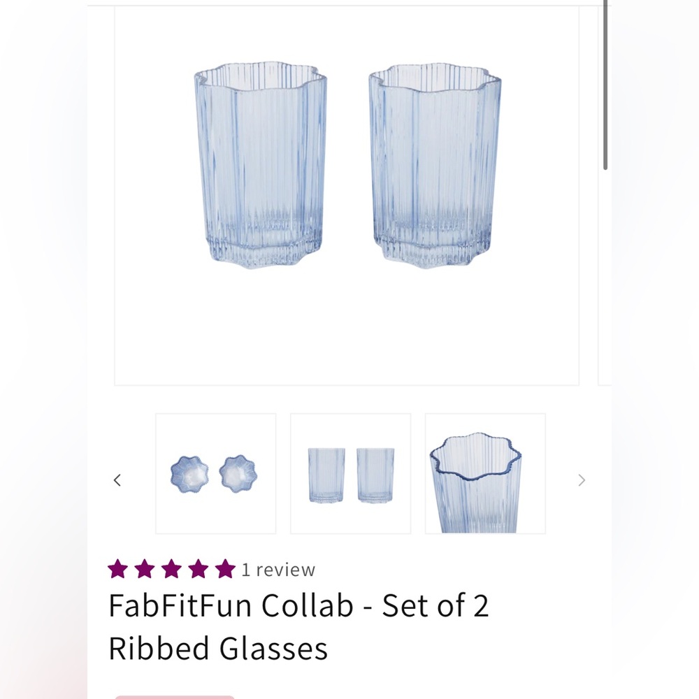 Blue Ribbed Glasses - Set of 2